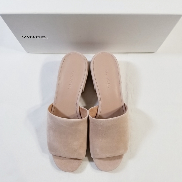 NIB Vince Rachelle 2 Suede Block Heel Mule Slide Sandals in Blush Pink - Picture 3 of 15